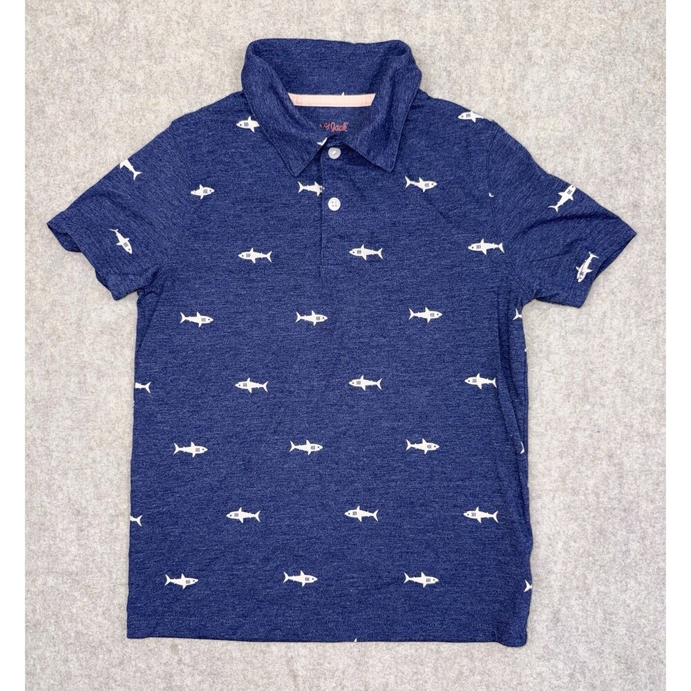 Cat & Jack Boys M (8) Blue Polo With Shark Graphic